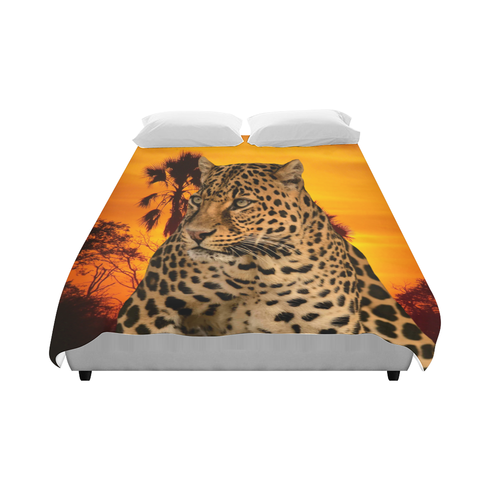 Leopard and Sunset Duvet Cover 86"x70" ( All-over-print)