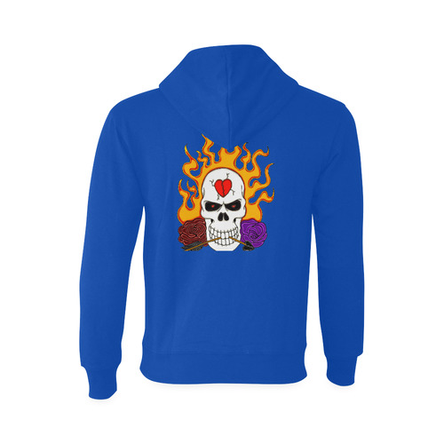 Anti Valentine Skull Blue Oceanus Hoodie Sweatshirt (Model H03)