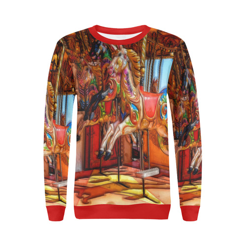 Take A Ride On The Merry-go-round All Over Print Crewneck Sweatshirt for Women (Model H18)