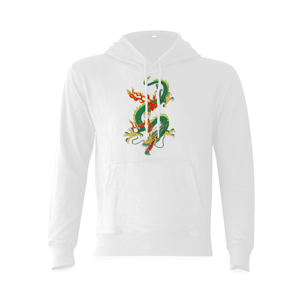 Green Chinese Dragon White Oceanus Hoodie Sweatshirt (Model H03)