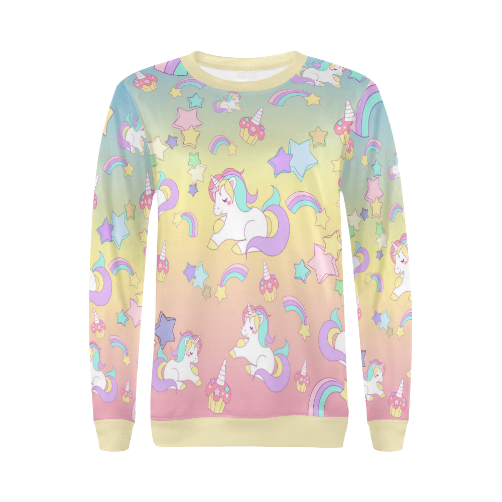 We love Unicorns All Over Print Crewneck Sweatshirt for Women (Model H18)