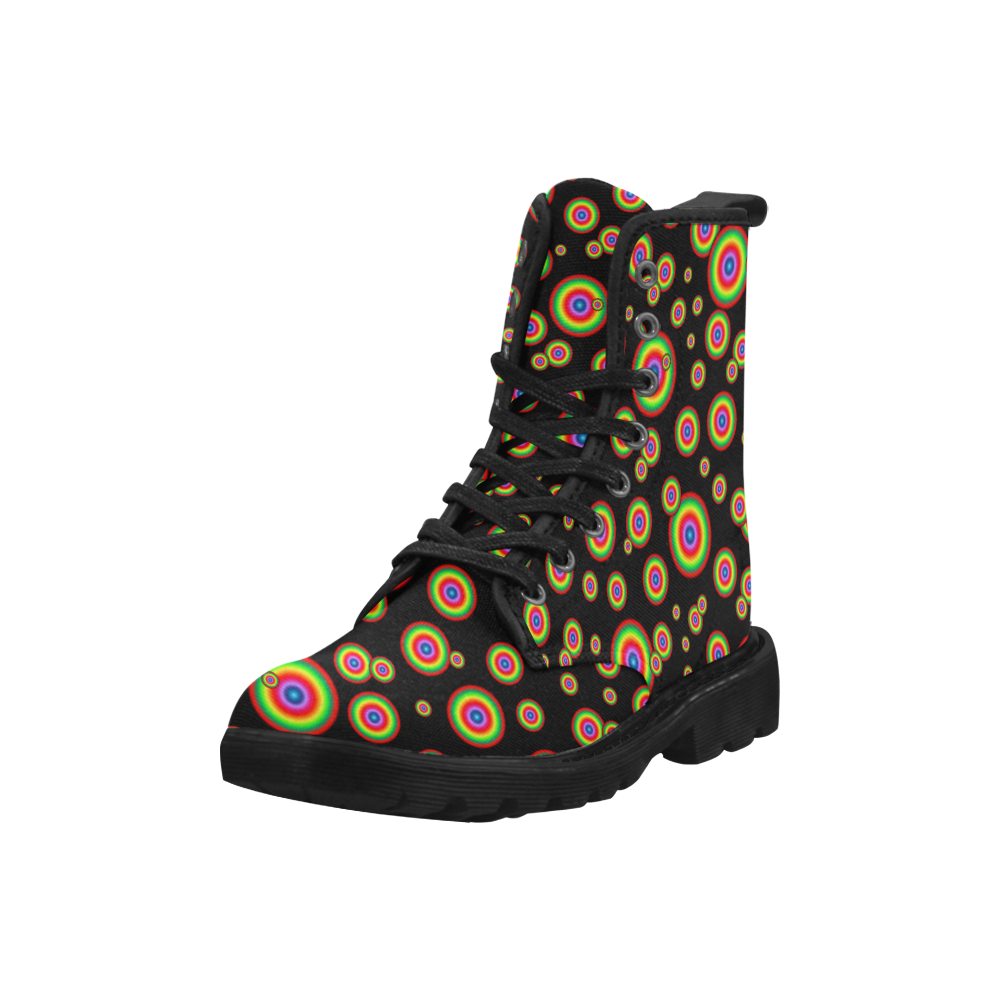 Neon Colored different sized targets Martin Boots for Women (Black) (Model 1203H)