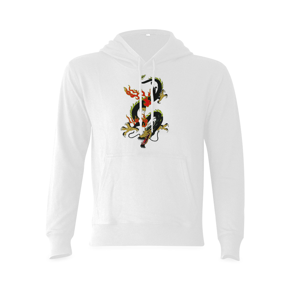 Black Chinese Dragon White Oceanus Hoodie Sweatshirt (NEW) (Model H03)