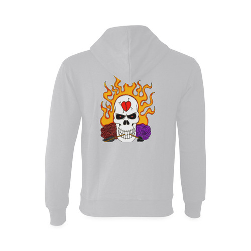 Anti Valentine Skull Grey Oceanus Hoodie Sweatshirt (Model H03)