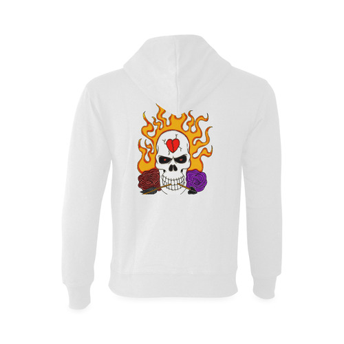 Anti Valentine Skull White Oceanus Hoodie Sweatshirt (Model H03)