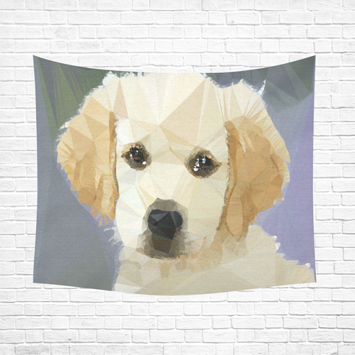 Golden Retriever Puppy Low Poly Cotton Linen Wall Tapestry 60"x 51"