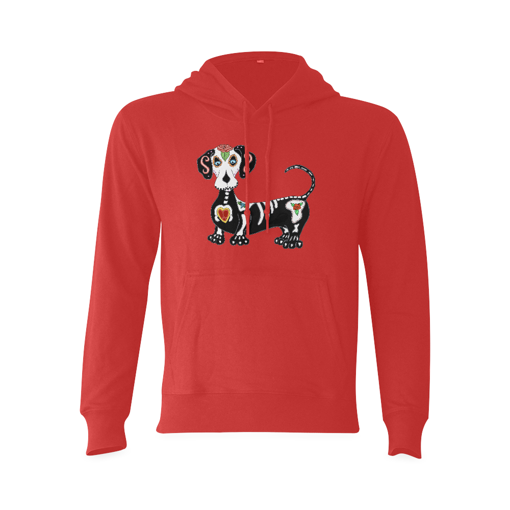 Dachshund Sugar Skull Red Oceanus Hoodie Sweatshirt (Model H03)