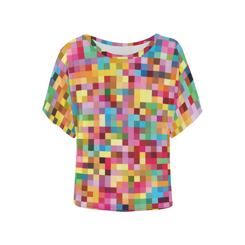 Mosaic Pattern 2 Women's Batwing-Sleeved Blouse T shirt (Model T44)