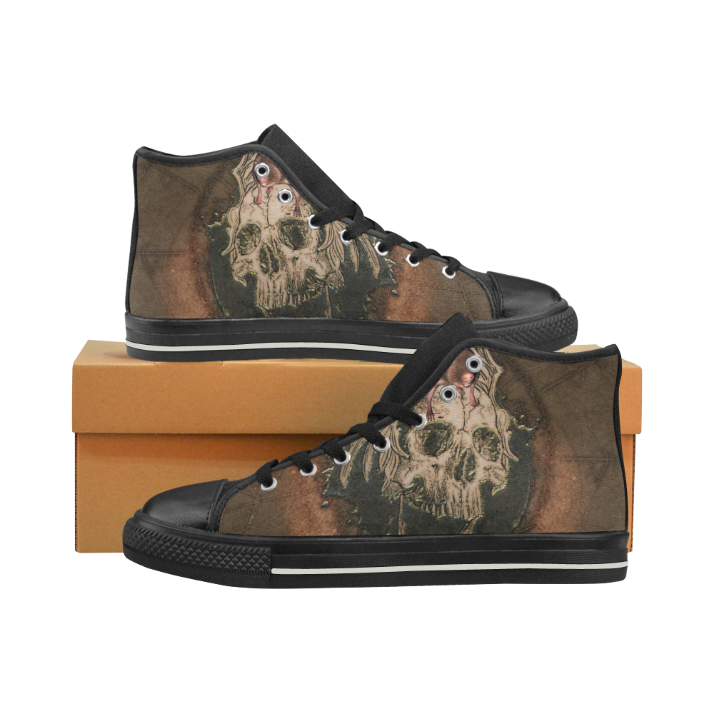 Awesome skull with rat Men’s Classic High Top Canvas Shoes (Model 017)