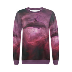 Dolphin in pink waters All Over Print Crewneck Sweatshirt for Women (Model H18)