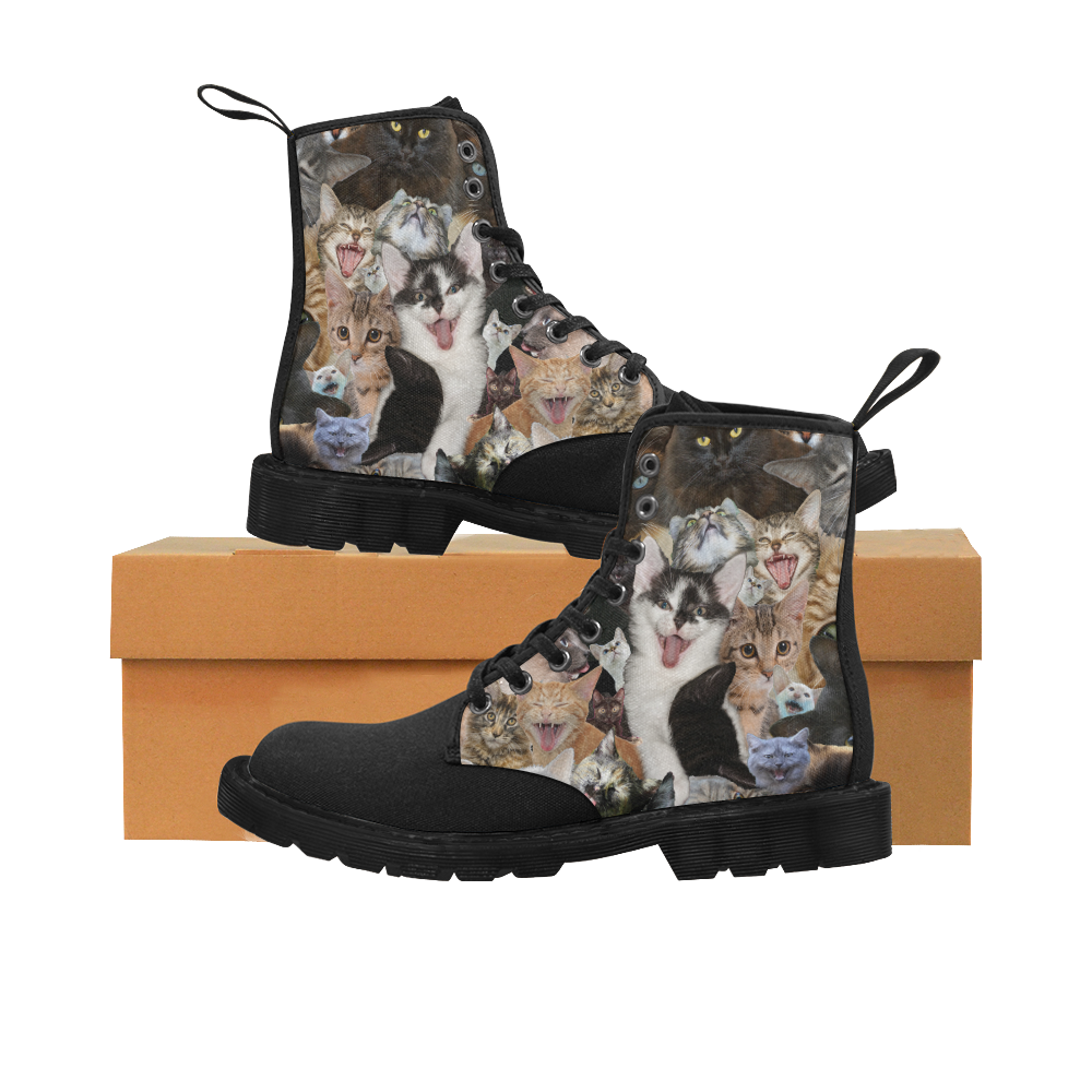 Crazy Kitten Show Martin Boots for Women (Black) (Model 1203H)