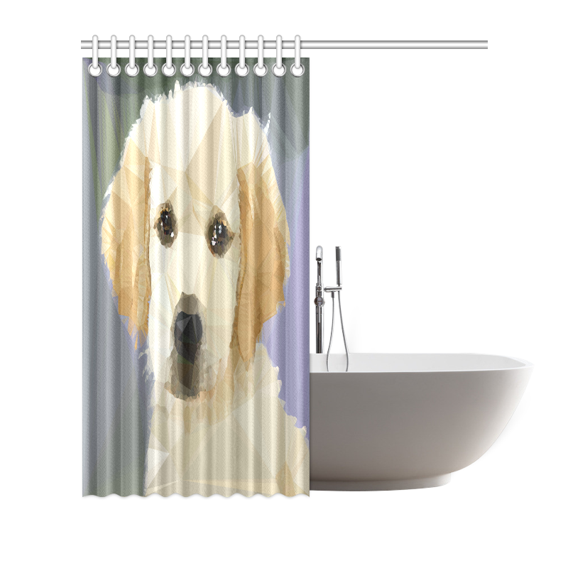 Golden Retriever Puppy Low Poly Shower Curtain 72"x72"