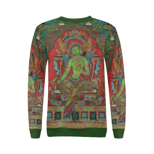 Green Tara from Tibetan Buddhism All Over Print Crewneck Sweatshirt for Women (Model H18)
