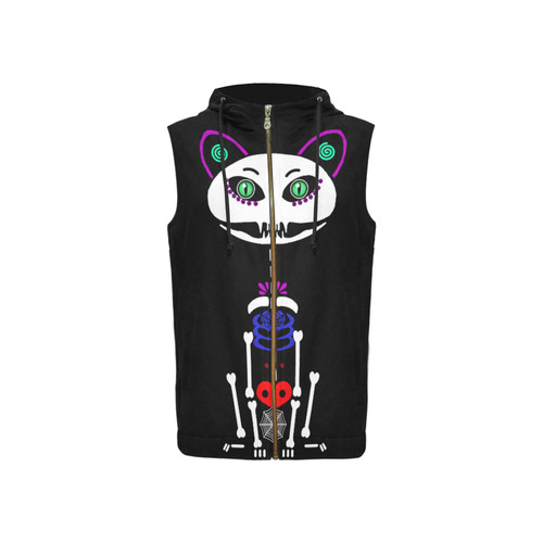 Skelly pussy All Over Print Sleeveless Zip Up Hoodie for Women (Model H16)