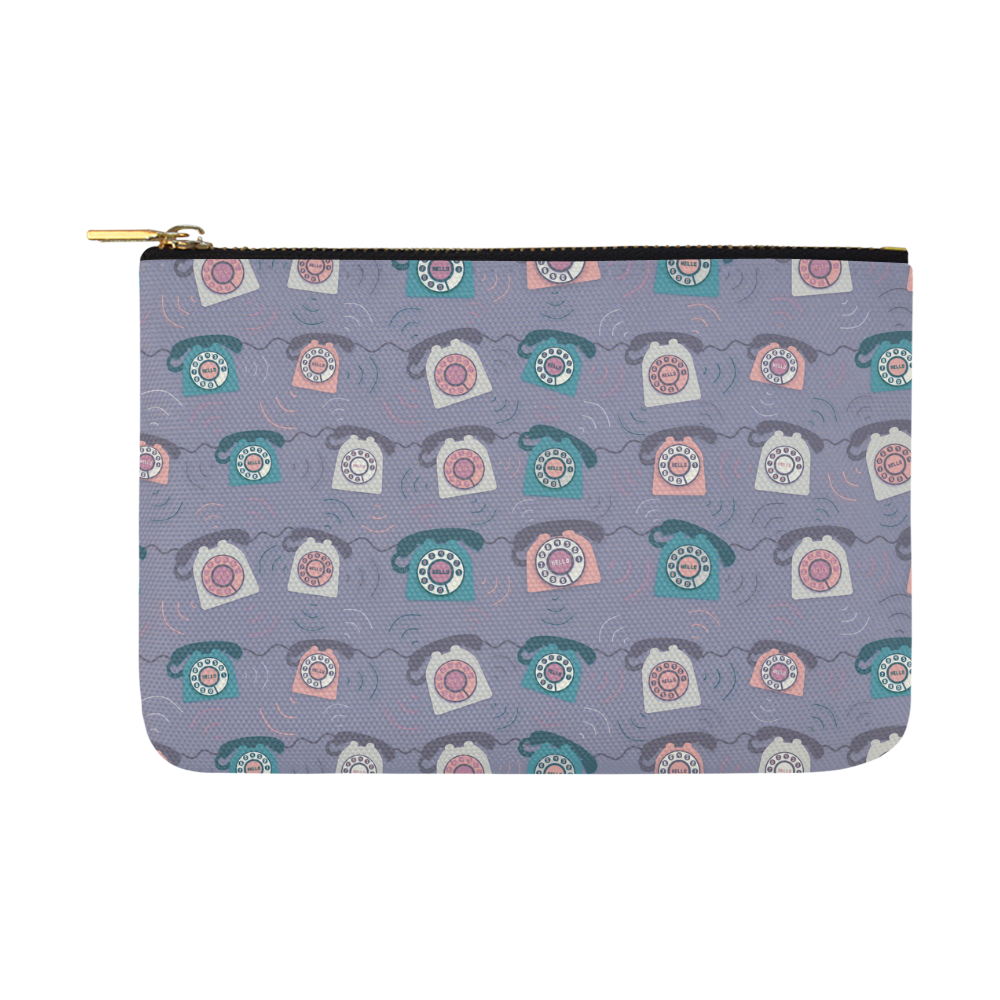 Retro Phone Pattern - Pink and Purple Carry-All Pouch 12.5''x8.5''