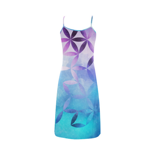 geometric flowers in blue Alcestis Slip Dress (Model D05)