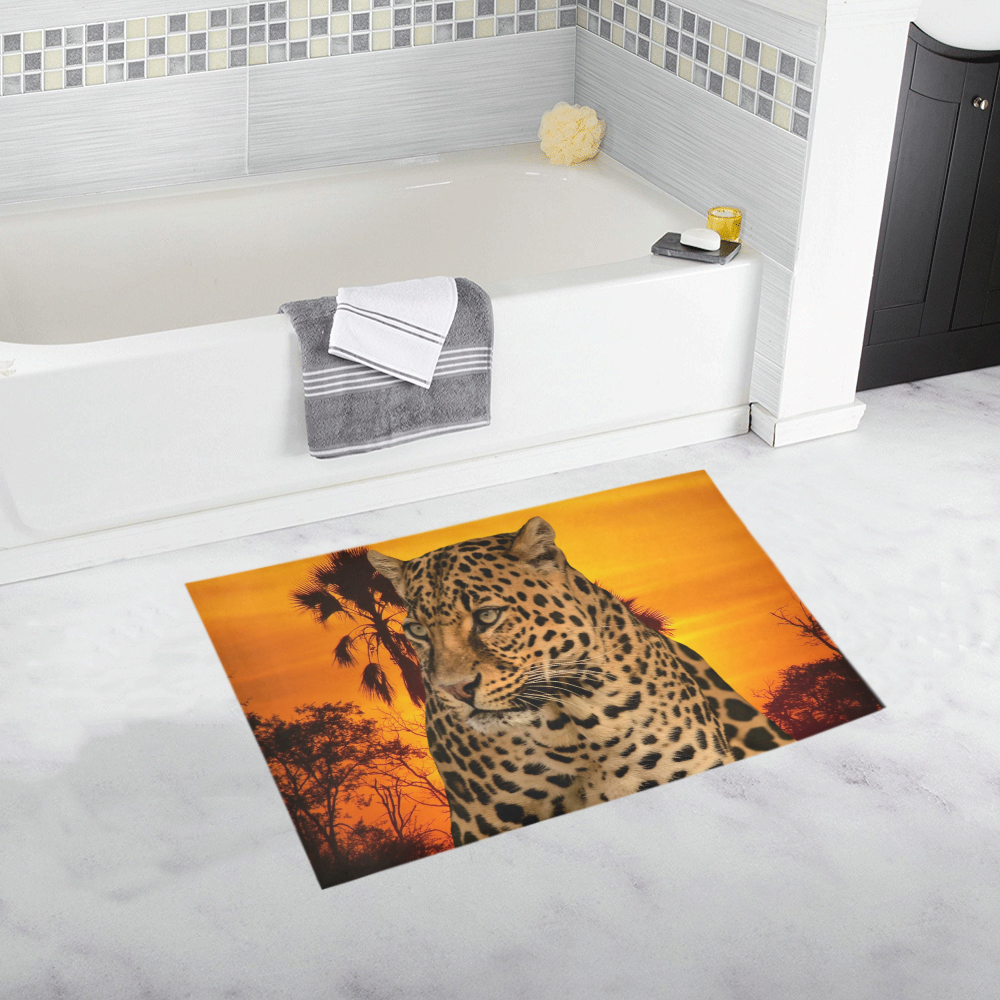 Leopard and Sunset Bath Rug 20''x 32''
