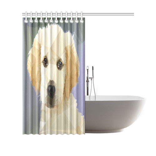 Golden Retriever Puppy Low Poly Shower Curtain 69"x70"