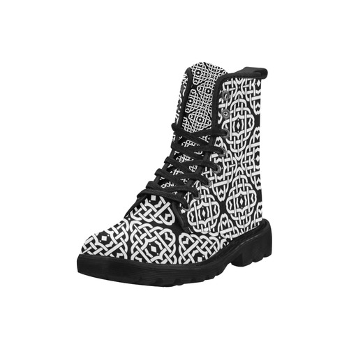 CELTIC KNOT pattern - black white Martin Boots for Women (Black) (Model 1203H)