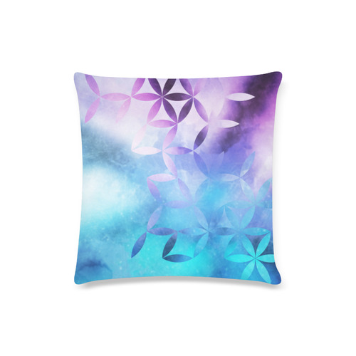 geometric flowers in blue Custom Zippered Pillow Case 16"x16"(Twin Sides)