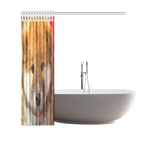 Cute Puppy Low Poly Vector Triangles Shower Curtain 69"x70"