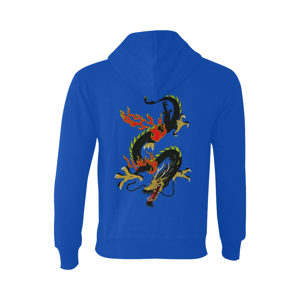 Black Chinese Dragon Blue Oceanus Hoodie Sweatshirt (NEW) (Model H03)