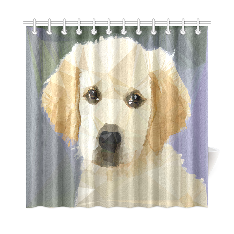 Golden Retriever Puppy Low Poly Shower Curtain 72"x72"