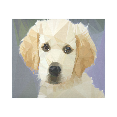 Golden Retriever Puppy Low Poly Cotton Linen Wall Tapestry 60"x 51"