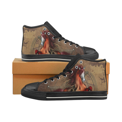 Wonderful horse with skull, red colors Men’s Classic High Top Canvas Shoes (Model 017)