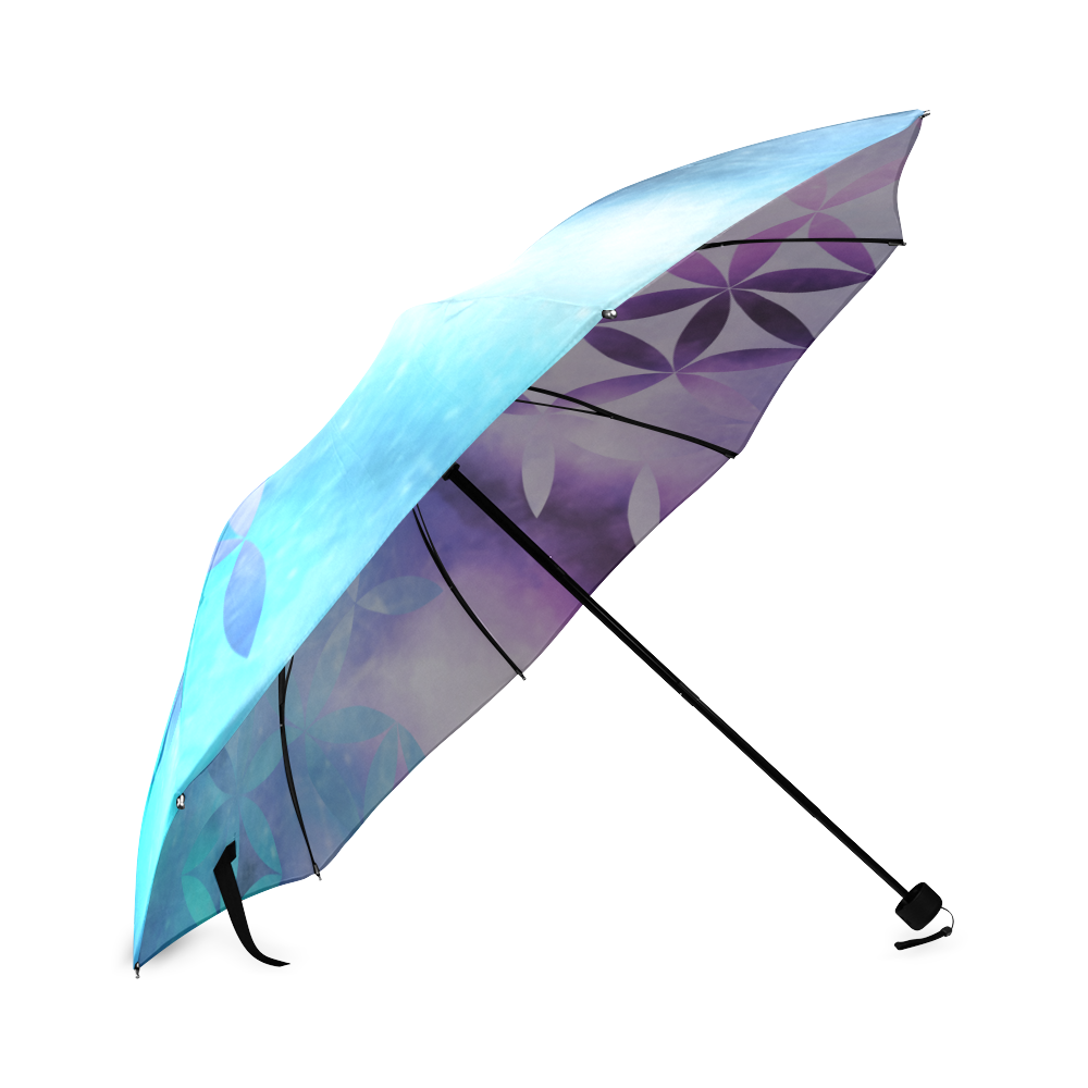 geometric flowers in blue Foldable Umbrella (Model U01)