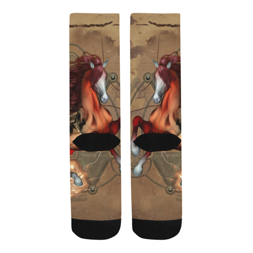 Wonderful horse with skull, red colors Trouser Socks