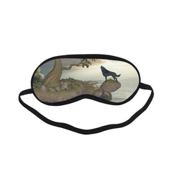 The lonely wolf on a flying rock Sleeping Mask