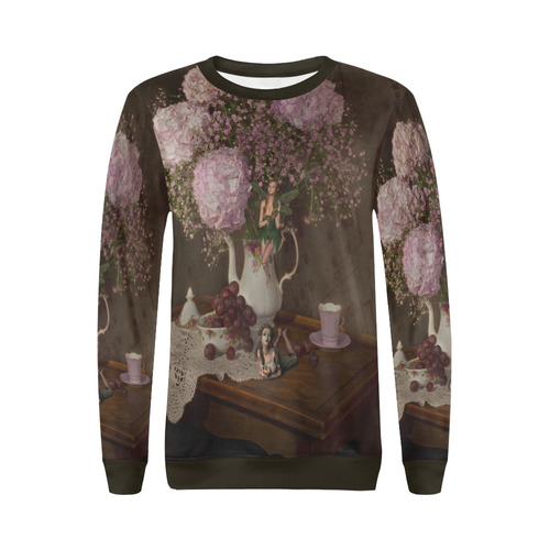 A Fairy Dreaming In Pastel All Over Print Crewneck Sweatshirt for Women (Model H18)