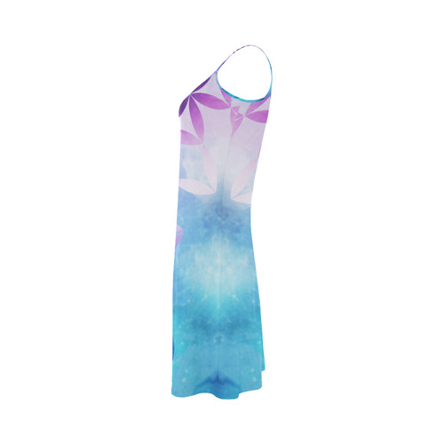 geometric flowers in blue Alcestis Slip Dress (Model D05)