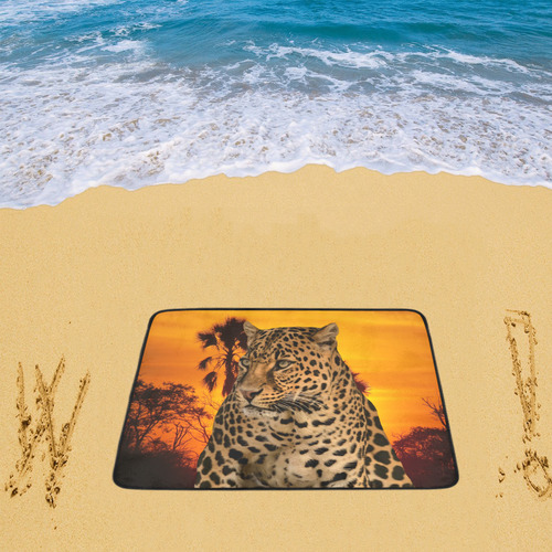 Leopard and Sunset Beach Mat 78"x 60"