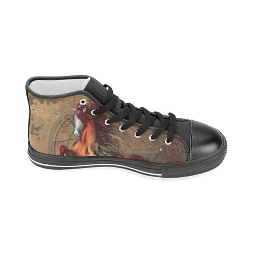 Wonderful horse with skull, red colors Men’s Classic High Top Canvas Shoes (Model 017)