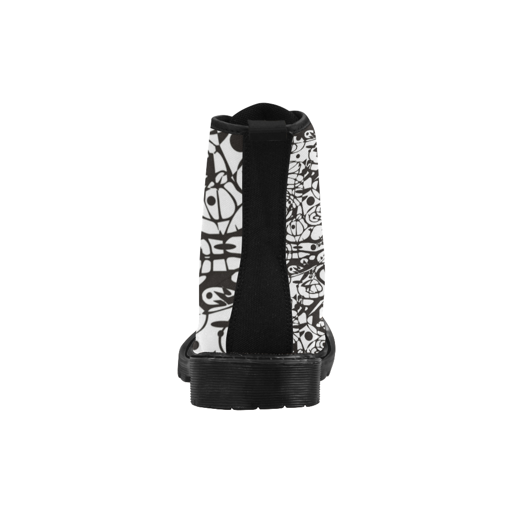 Crazy Spiral Shapes Pattern - Black White Martin Boots for Women (Black) (Model 1203H)