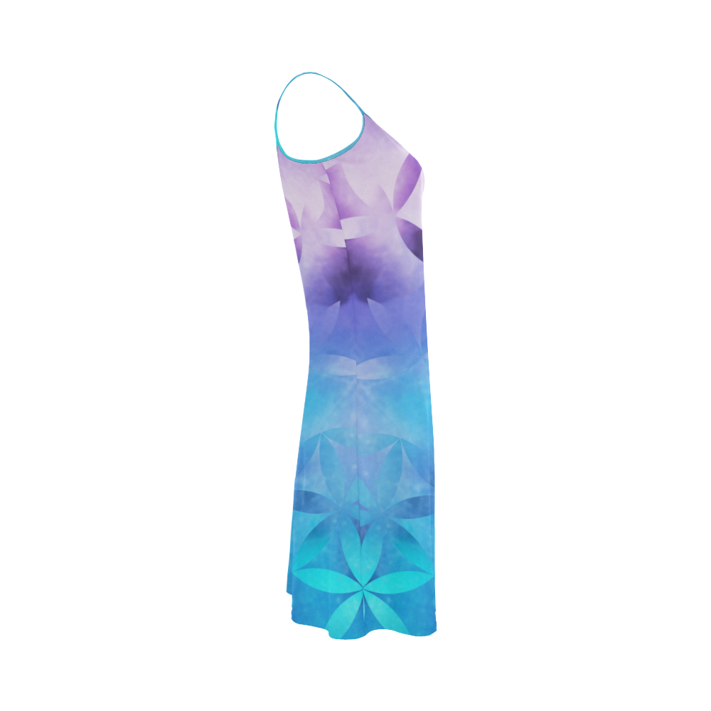 geometric flowers in blue Alcestis Slip Dress (Model D05)