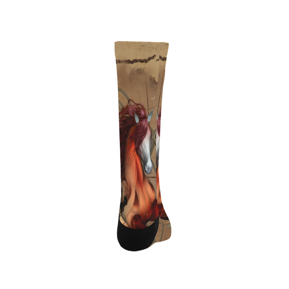 Wonderful horse with skull, red colors Trouser Socks