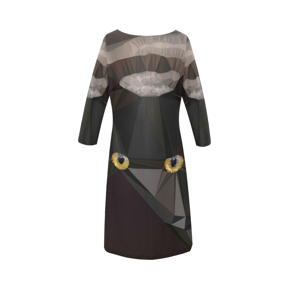 Cat Yellow Eyes Low Poly Triangles Round Collar Dress (D22)
