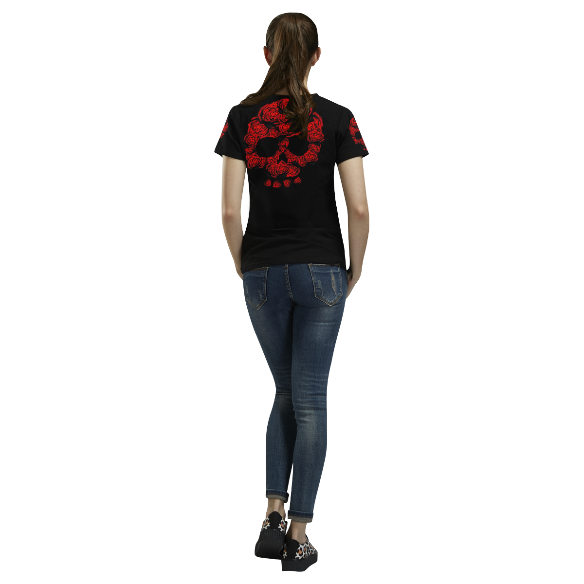 Rose Skull All Over Print T-Shirt for Women (USA Size) (Model T40)