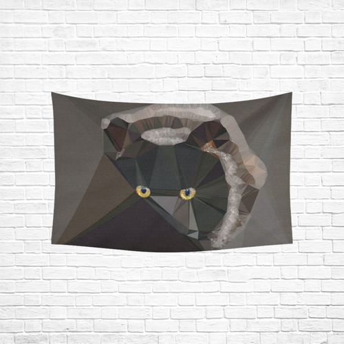 Cat Yellow Eyes Low Poly Triangles Cotton Linen Wall Tapestry 60"x 40"