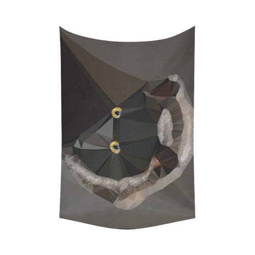 Cat Yellow Eyes Low Poly Triangles Cotton Linen Wall Tapestry 90"x 60"