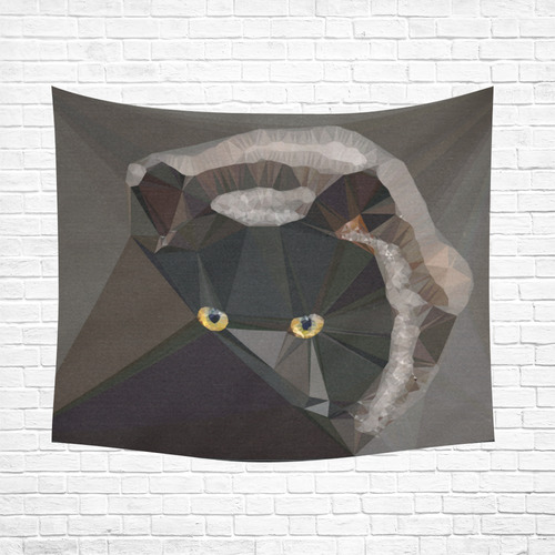 Cat Yellow Eyes Low Poly Triangles Cotton Linen Wall Tapestry 60"x 51"