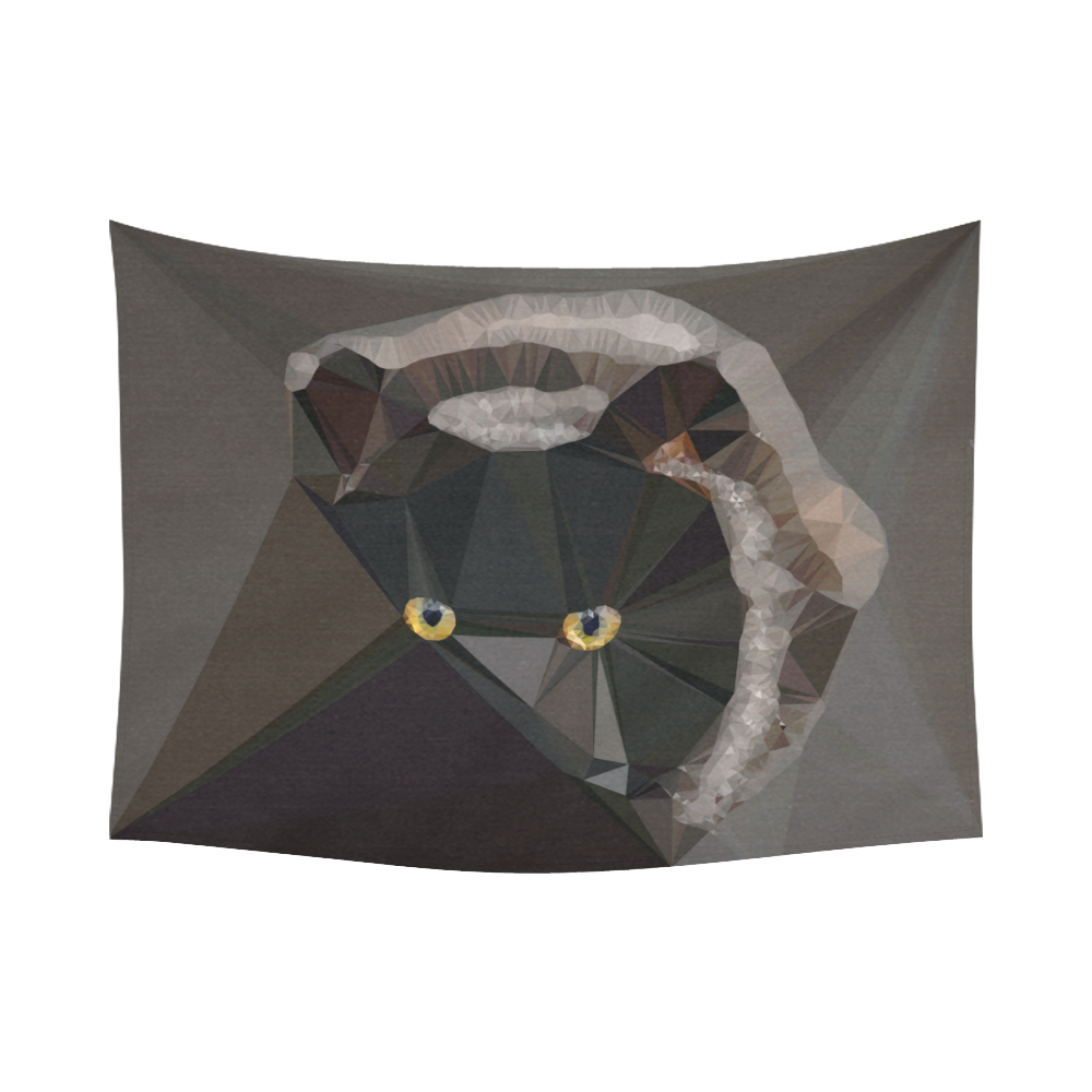 Cat Yellow Eyes Low Poly Triangles Cotton Linen Wall Tapestry 80"x 60"