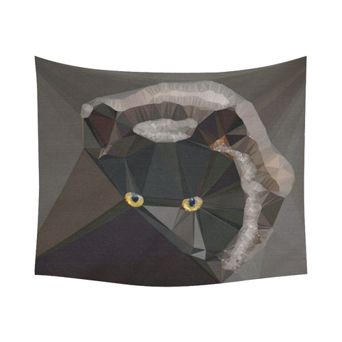 Cat Yellow Eyes Low Poly Triangles Cotton Linen Wall Tapestry 60"x 51"