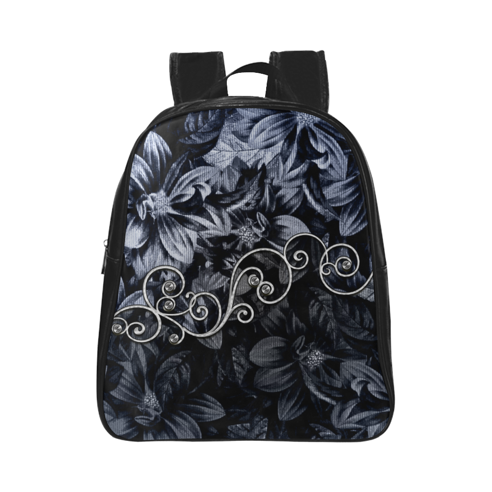 Flower power in blue School Backpack (Model 1601)(Small)