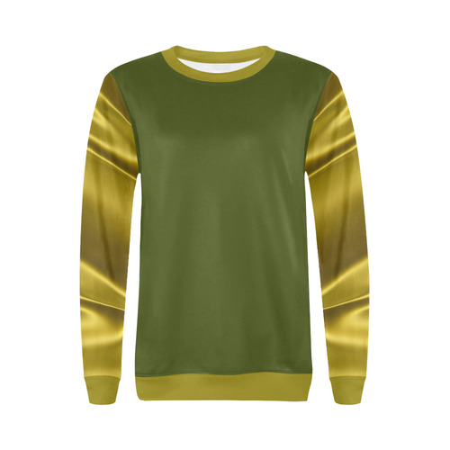 Golden and green All Over Print Crewneck Sweatshirt for Women (Model H18)