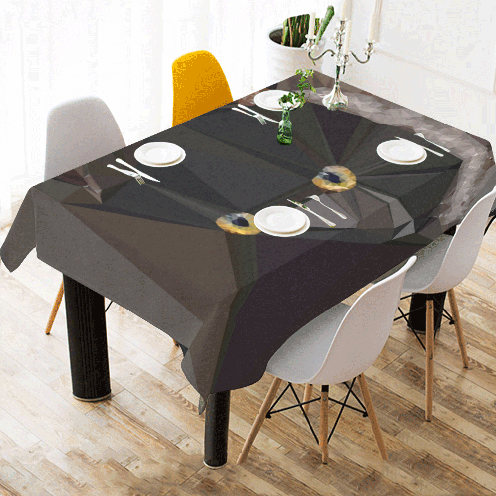 Cat Yellow Eyes Low Poly Triangles Cotton Linen Tablecloth 60"x 84"