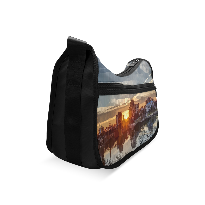 Sunset Winter Landscape Low Poly Triangles Crossbody Bags (Model 1616)